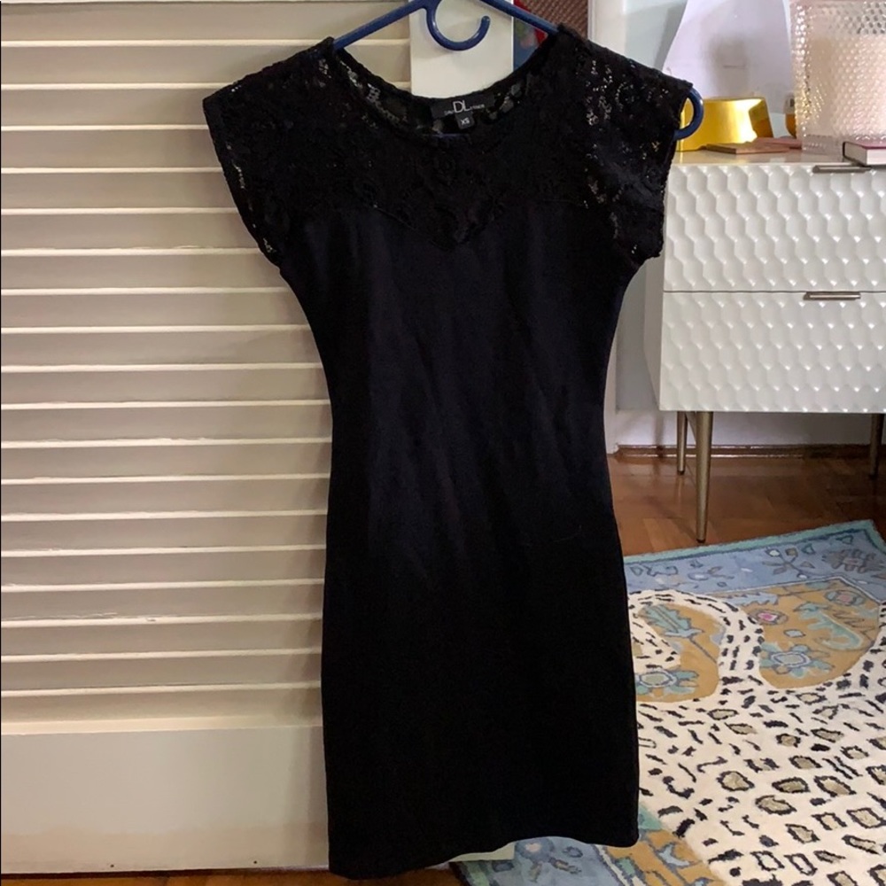 David Lerner bodycon black lace dress